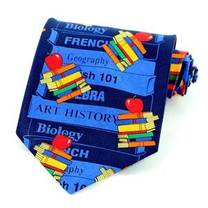 Ralph Marlin School Textbooks Men's Necktie Teacher Education Book Blue Neck Tie